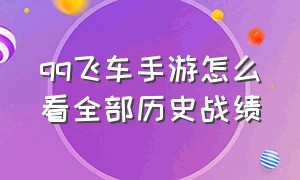 qq飞车手游怎么看全部历史战绩