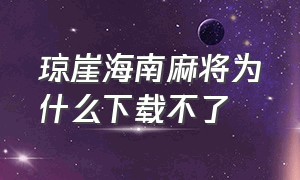 琼崖海南麻将为什么下载不了