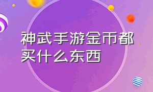 神武手游金币都买什么东西