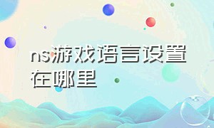 ns游戏语言设置在哪里