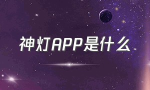 神灯APP是什么（神灯软件有什么用）