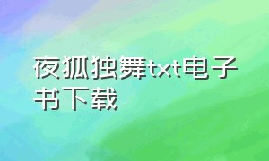 夜狐独舞txt电子书下载