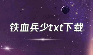 铁血兵少txt下载