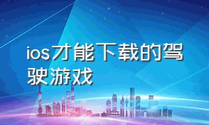 ios才能下载的驾驶游戏