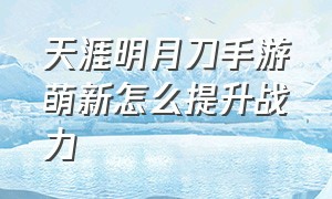 天涯明月刀手游萌新怎么提升战力