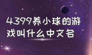 4399养小球的游戏叫什么中文名