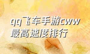 qq飞车手游cww最高速度排行