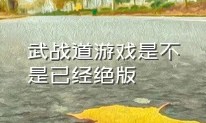 武战道游戏是不是已经绝版