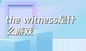 the witness是什么游戏