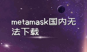 metamask国内无法下载