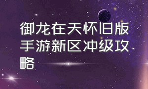 御龙在天怀旧版手游新区冲级攻略