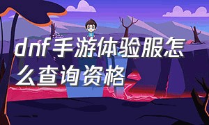 dnf手游体验服怎么查询资格