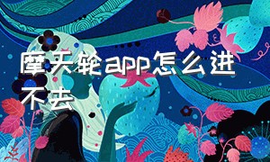 摩天轮app怎么进不去（摩天轮app下载安装）