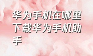 华为手机在哪里下载华为手机助手（华为手机怎么下载华为智能助手）