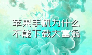 苹果手机为什么不能下载大富翁