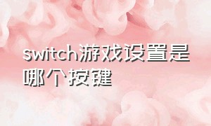 switch游戏设置是哪个按键