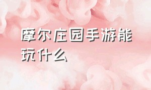 摩尔庄园手游能玩什么