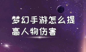 梦幻手游怎么提高人物伤害