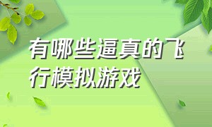 有哪些逼真的飞行模拟游戏