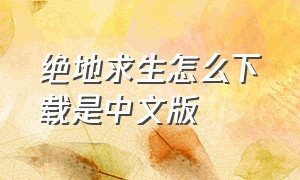 绝地求生怎么下载是中文版