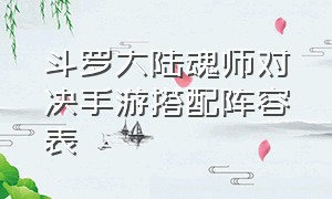 斗罗大陆魂师对决手游搭配阵容表（斗罗大陆魂师对决官服下载）