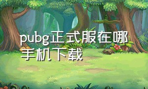 pubg正式服在哪手机下载