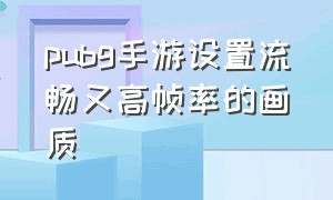 pubg手游设置流畅又高帧率的画质