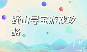 野山寻宝游戏攻略（野山寻宝游戏攻略视频）