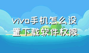 vivo手机怎么设置下载软件权限