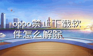 oppo禁止下载软件怎么解除