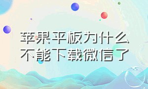 苹果平板为什么不能下载微信了