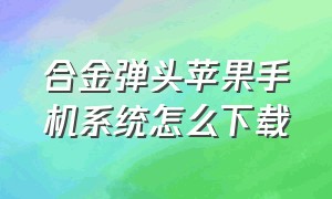 合金弹头苹果手机系统怎么下载