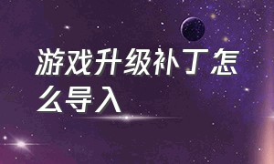 游戏升级补丁怎么导入（游戏补丁要替换原有文件吗）