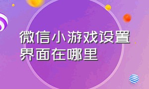 微信小游戏设置界面在哪里