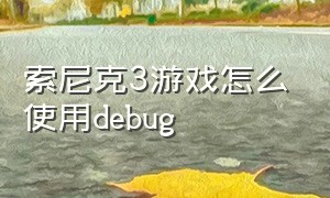 索尼克3游戏怎么使用debug