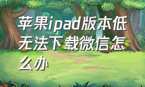 苹果ipad版本低无法下载微信怎么办