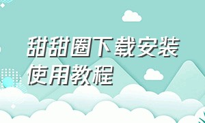 甜甜圈下载安装使用教程