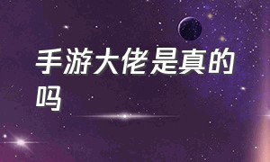 手游大佬是真的吗