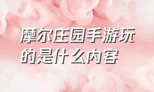 摩尔庄园手游玩的是什么内容