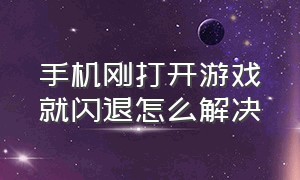 手机刚打开游戏就闪退怎么解决