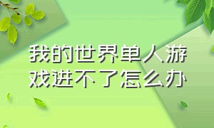 我的世界单人游戏进不了怎么办