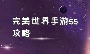 完美世界手游ss攻略