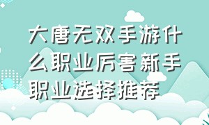 大唐无双手游什么职业厉害新手职业选择推荐（大唐无双手游玩什么职业厉害）