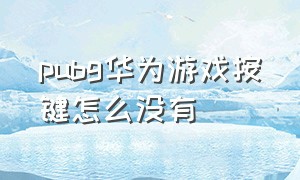 pubg华为游戏按键怎么没有（pubg怎么下载教程华为）