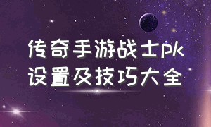 传奇手游战士pk设置及技巧大全