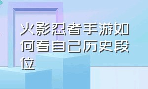 火影忍者手游如何看自己历史段位