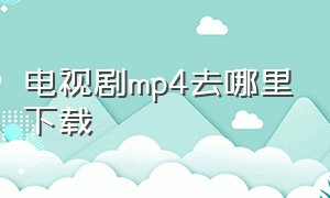 电视剧mp4去哪里下载