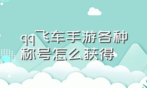 qq飞车手游各种称号怎么获得