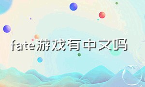 fate游戏有中文吗