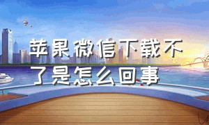 苹果微信下载不了是怎么回事（苹果微信突然不能下载了）